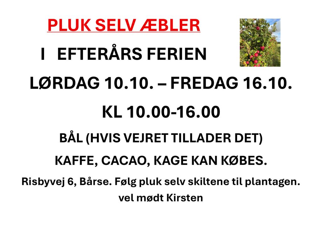 Pluk selv æbler i efterårsferien – plakat